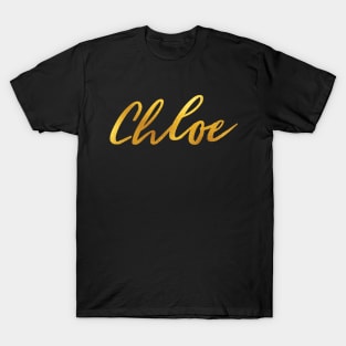 Chloe Name Hand Lettering in Faux Gold Letters T-Shirt